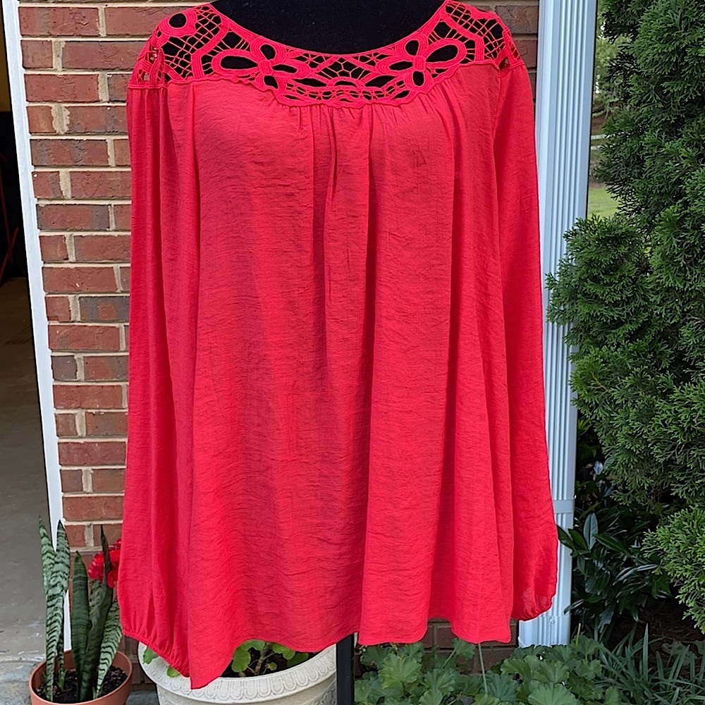 Lane Bryant red long sleeved blouse size 18/20